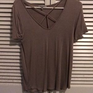 Brown Long Loose Top with Cross Front